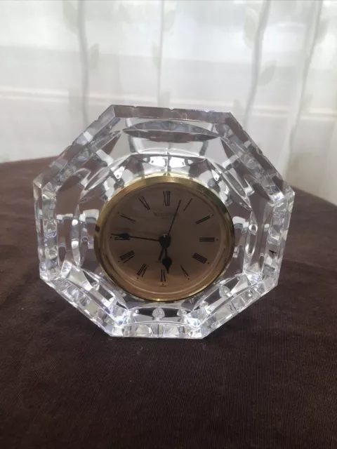 Waterford Crystal Large 5 Inch Octagonal Desk Quartz Clock Japan