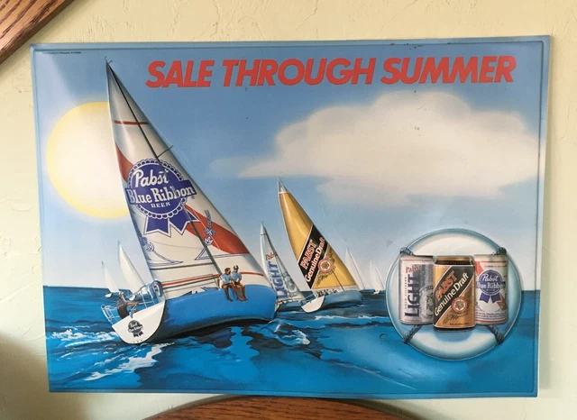 Vintage Pabst Blue Ribbon ad sign 3-D “sale through summer” Advertising Sign Vintage Pabst Blue Ribbon ad sign 3-D “sale through summer” Advertising Sign