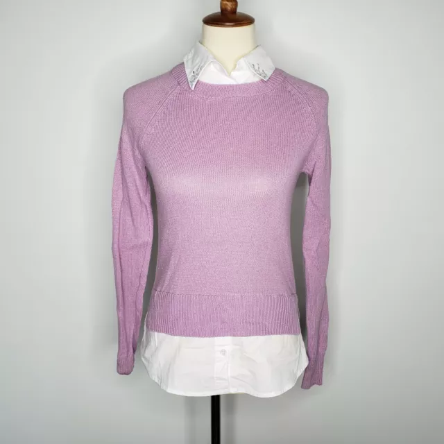 VERA WANG Princess Juniors Purple L/S Layered Look Sweater Top Size Small