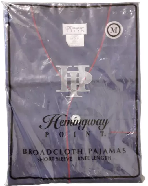 Vintage Hemingway Point Broadcloth Pajamas Short Sleeve Knee Length Medium, Blue