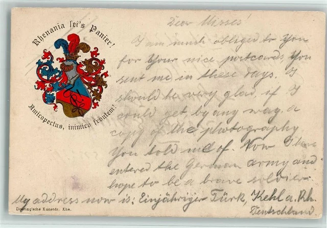 13410580 - Rhenania seis Panier AK Studentenwappen 1905