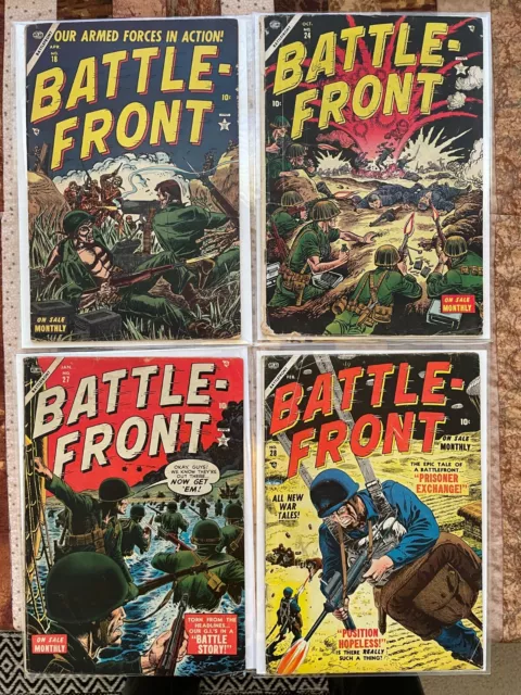 Lot of 4 Atlas war comics Battle-Front #s 18, 24, 27, 28 Colan Maneely Heath