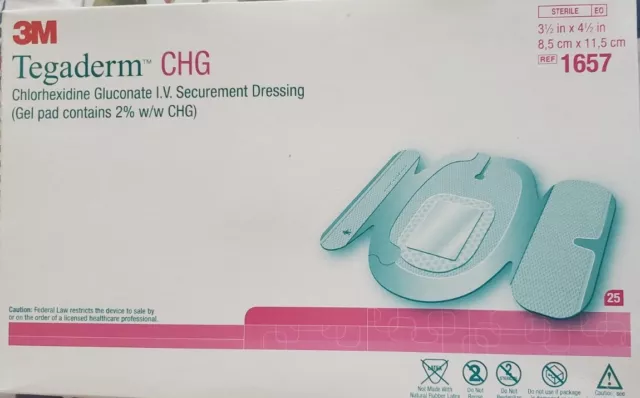3M™ Tegaderm™ CHG clorhexidina gluconato intravenoso Aderezo Securement 1657 3,5x4,5