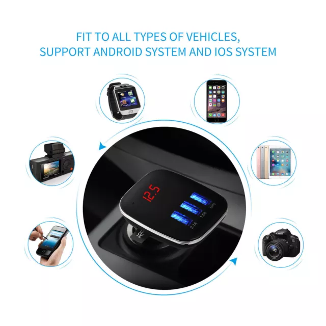 Car Kit Handsfree LCD MP3 Player Radio FM Transmitter Wireless Bluetooth USB/SD 3