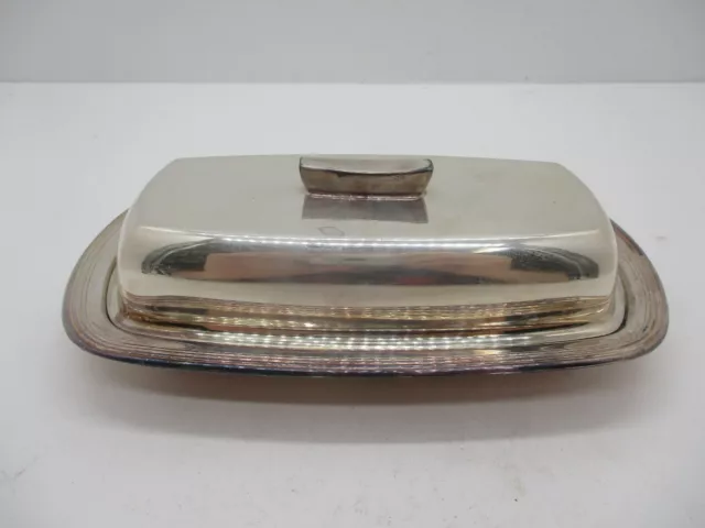 Vintage Unmarked Silverplate Butter Dish
