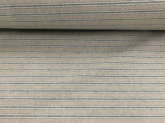 Yale Zeckenstreifen grün & Leinen 280 cm/108" breiter Vorhang Stoff