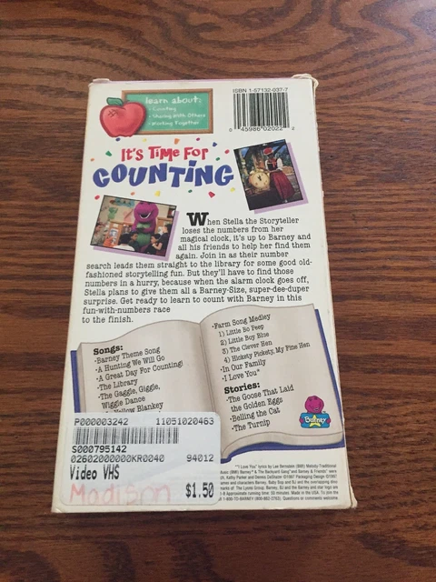 Barney It's Time For Counting 1998 Vhs BARNEY - ITS Time for Counting VHS, 1998 EUR 12,04 - PicClick DE