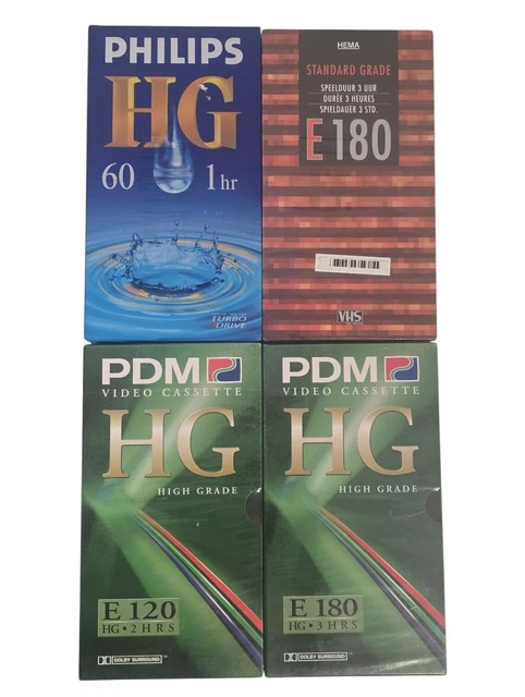 4 Cassette VHS Vierge de Grande Marque 240 - K7 Video Neuf