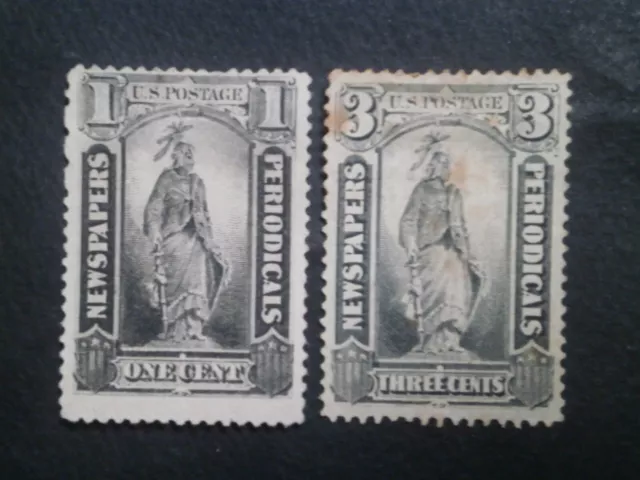 Timbres Etats-Unis 1875 - 85 T. pour Journaux Yvert n° 5 n° 7 Neuf et Oblitéré X