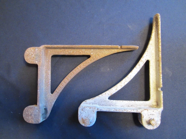 set/5 vintage antique CAST IRON SHELF BRACKETS Industrial 10"x6" LORD & BURNHAM 3