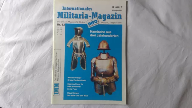 INTERNATIONALES MILITARIA-MAGAZIN Nr 63 aus 1991 Ritter-Harnische u.a.