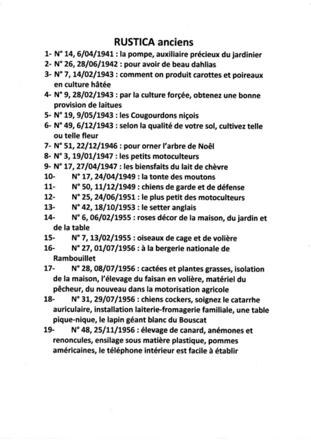 RUSTICA ancien journal universel de la campagne, le lot de 19 n° voir détail 2