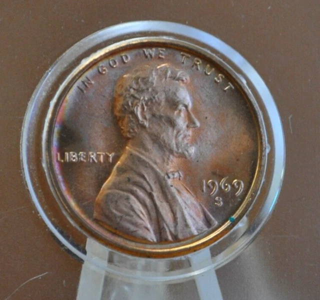 1969 S Uncirculated (BU) Lincoln Memorial Cent (Penny)