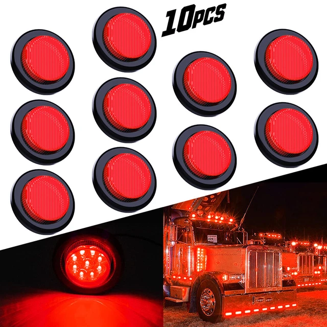 Waterproof Red Round Trailer Side Marker Light Front Rear Clearance Bullet CUS