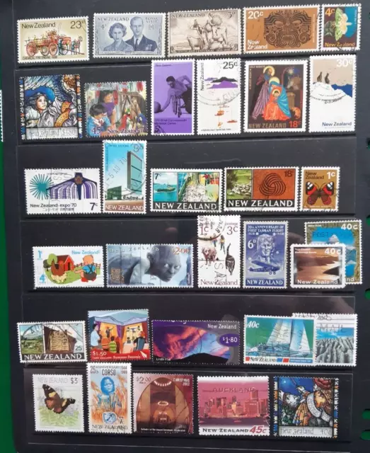 Colección Nueva Zelanda, 4 páginas, moderna usada postal más algunos Jorge VI, QEII