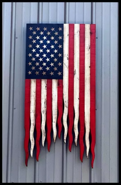 Rustic American Flag, American Flag, BURN UNITED STATES Sign, Weathered Flag