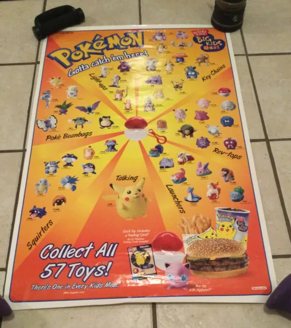 Vintage 1999 Burger King Pokemon Big Kids Meal Poster