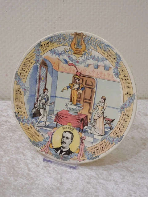 Antico Sarreguemines Ceramica Piatto Compositore Hervé Petit Faust Vintage Circa