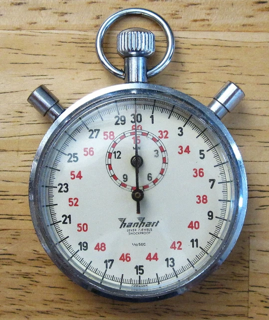 HANHART STOPWATCH RARE Circa 1970's Timer, 2 Split Second Sweeps MADE