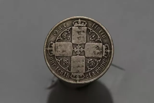 Uk Gb Florin 1881 Silver Gothic Victoria B51 #K2129