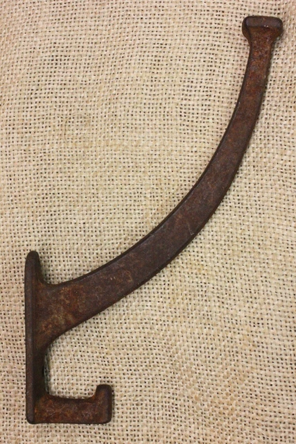Old Coat Hook Mission House Clothes Tree Bath Robe Rustic Patina Cast Iron