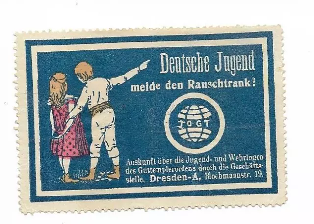 Y22797/ Reklamemarke Guttemplerorden Dresden IOGT  Deutsche Jugend ca.1920
