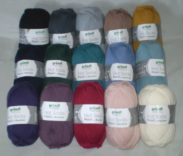 (79,80€/kg) 50 gr HOT SOCKS PEARL uni edle Sockenwolle mit Kashmir 4-fädig