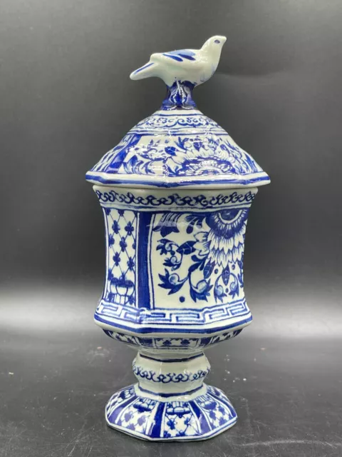 Boch Amsterdam Keramik Urne Vase mit Deckel/BonboniereLuxuriös Handgemalt Vintag