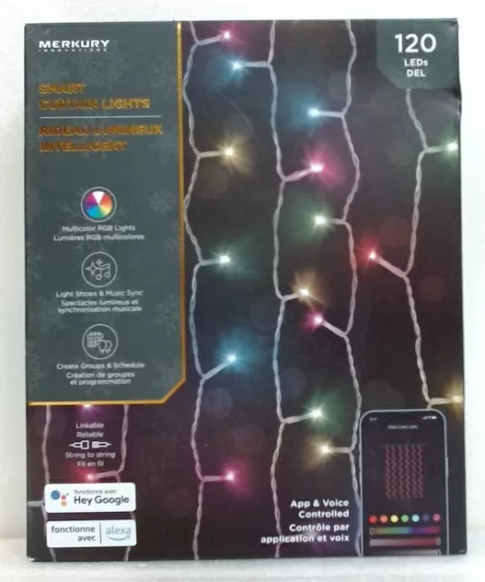 NEW Merkury Innovations 120 LEDs Smart RGB Curtain Lights, 2.02m H x 1.5m W $70