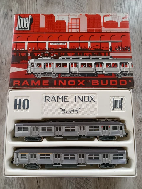 jouef AUTOMOTRICE inox BUDD et sa remorque en coffret ho
