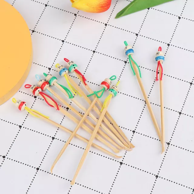 10Pcs Mini Doll Earpicks Wood Bamboo Ear Picks Wax Remover Cleaner Ear Care T EW