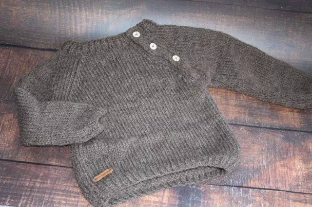 Baby  Pullover handgestrickt Alpaka Wolle  Größen 6 - 9 Monate Unisex