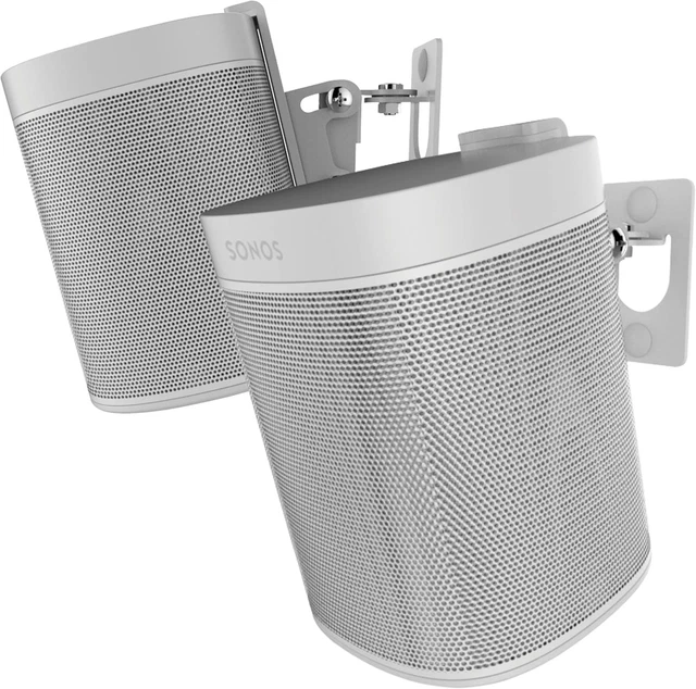 Play:1 muurbeugel, dubbelpakket, (NIET compatibel met SONOS ONE) verstelbaar draai- en kantelmechanisme, 2 beugels voor Sonos Play:1 speaker met bevestigingsaccessoires, wit