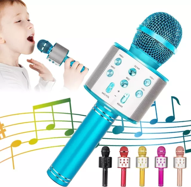 Wireless Bluetooth Handheld Karaoke Microphone Speaker KTV Player Kids Mic Party