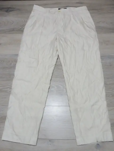 LAUREN RALPH LAUREN Black Label Women's Linen Pants Size 14W Ivory ...