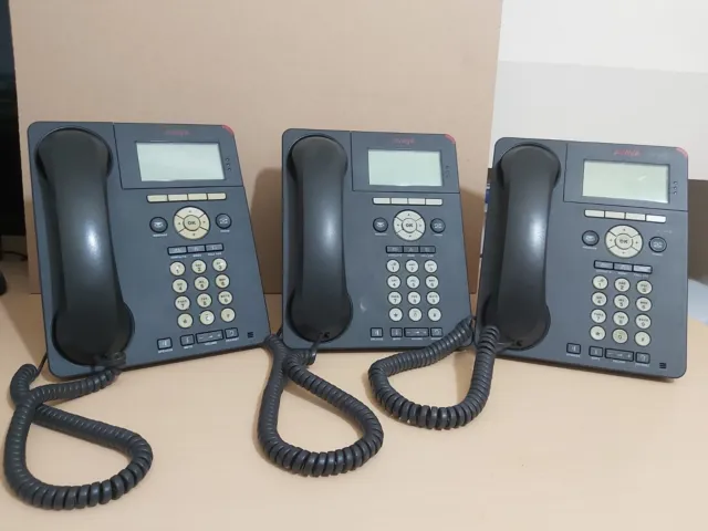 3 x Dark Grey PoE AVAYA 9620L IP Business Phone VOIP Handsets + Stands