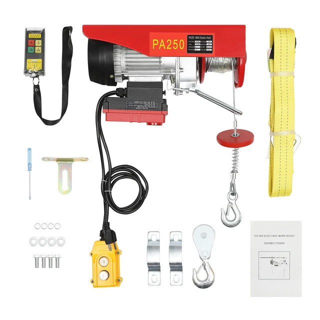 2 in1 Electric Cable Hoist Crane Winch Garage Lift Wireless/Wired Remote Control