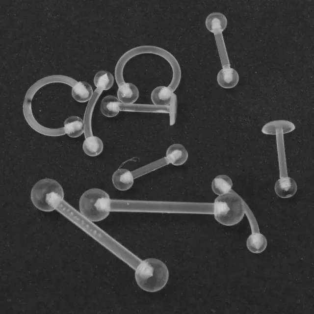 10 Flexible Acrylic Piercing Retainers for Nose Ear Lip - Body Jewelry Set