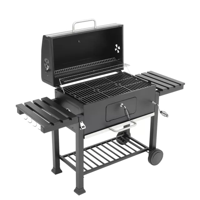 XXL Outdoor BBQ Grill /Smoker/Charcoal Oven Barbecue Grills Side Table CartWheel