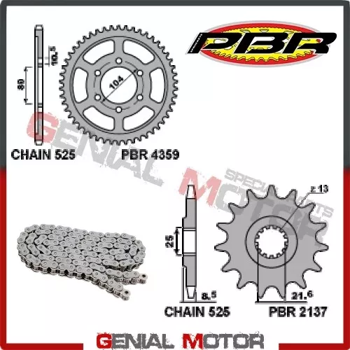 EK2636G Kit chaîne et pignons 15 / 44 / 525 PBR KAWASAKI Z 2017 > 2019