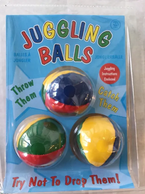 Multi Coloured Juggling Balls Set Of 3 Circus Toy Red Blue Yellow Green BNIB