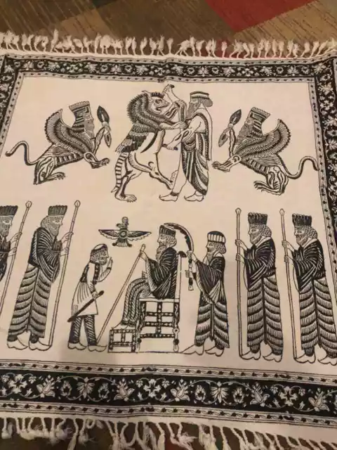 Syrus the great farvahar taoestry hand made cotton new 30" x 30"