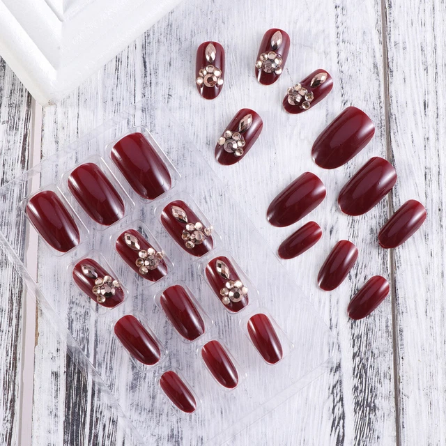 24 pz falso gel unghie finte strass unghie punta prodotto finito