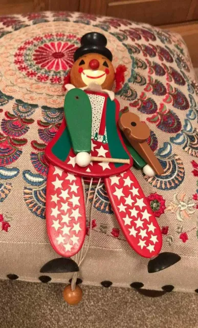 Vintage Sevi Italy Wooden Fiddler Clown