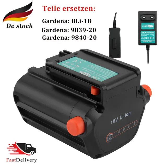 Batteria/caricabatterie 3000 mAh 18 V per Gardena Li-ion 9840-20 BLi-18 9839-20 8866 8877