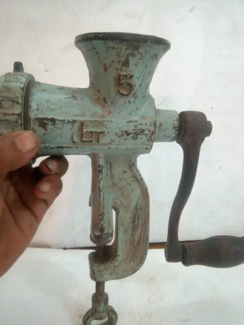 Antique Cast Iron Meat Food Chopper Vtg Grinder Manual Hand Crank Old Keystone 5