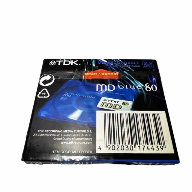 TDK | MD BLUE 80 | MD-C80BEA | mini disco registrabile MD minidisc audio TV | NUOVO 2
