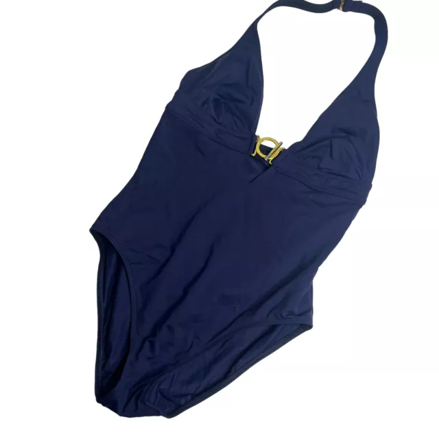 Laurie Ralph Lauren Women Navy Blue Size 10 Halter one piece swimsuit