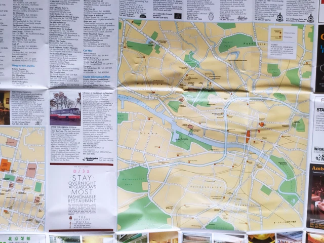 GLASGOW GUIDE MAP and Street Plan Tourist Map 1980's £3.79 - PicClick UK
