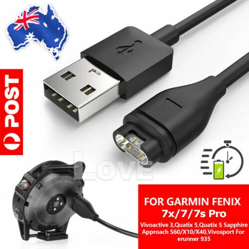 Lot De 2 Câbles Chargeurs Pour Montres Garmin | Compatible Fenix 6/7, Forerunner, Vivoactive, Venu... | Longueur 1m | Noir